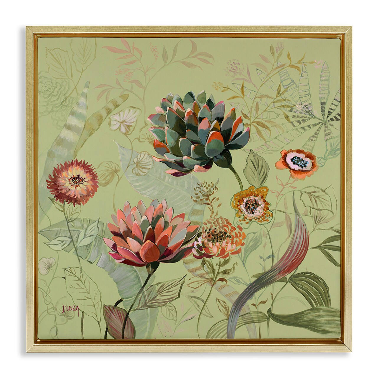 Stupell Industries Traditional Vintage Foliage Floating Frame Design by Dusza